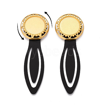 Alloy & Iron Bookmark Cabochon Settings PALLOY-N184-05G-1
