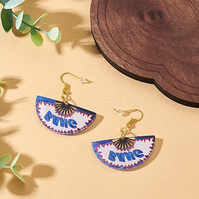 1 Pairs Acrylic Fan Dangle Earrings EJEW-TA0001-74-1