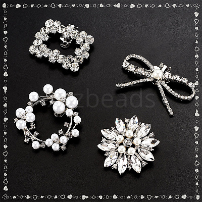 8Pcs 4 Styles Detachable Alloy Rhinestone Shoe Buckle Clips FIND-PH0021-57-1