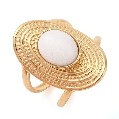 Oval Natural White Jade Finger Rings RJEW-Z057-14G-09-1