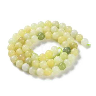 Natural New Jade Round Beads Strands G-O039-16-6mm-01-1
