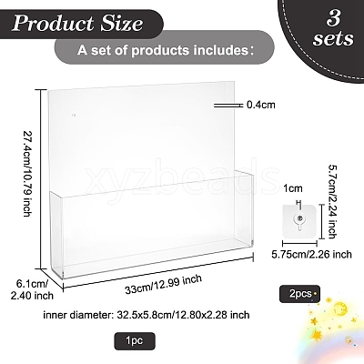 Acrylic Wall-mounted Bookshelf AJEW-WH0010-30-1