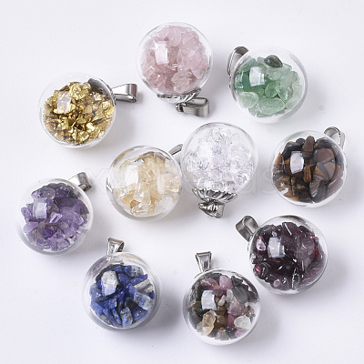 Transparent Globe Glass Bubble Cover Pendants G-R463-01-1