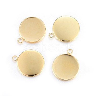 Rack Plating 304 Stainless Steel Pendant Cabochon Settings STAS-F191-14G-F-1