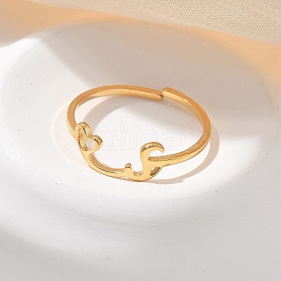 304 Stainless Steel Cuff Rings for Women RJEW-D285-01G-S-1