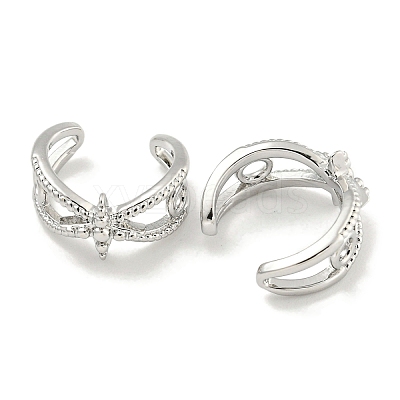 Brass Micro Pave Cubic Zirconia Cuff Earrings EJEW-C104-023P-1