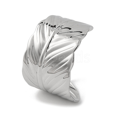 Leaf 304 Stainless Steel Bangles for Women BJEW-B104-09P-1