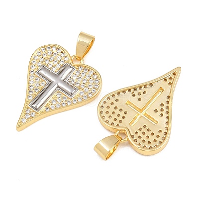 Brass Micro Pave Clear Cubic Zirconia Pendants KK-L275-71C-G-1