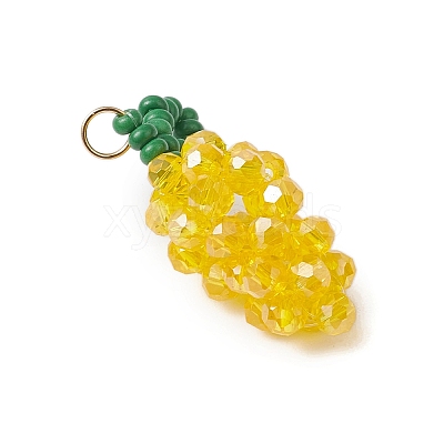 Handmade Glass Beaded Grape Pendants PALLOY-MZ00489-04-1
