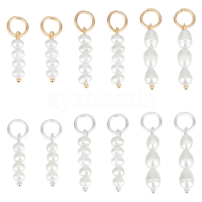 12Pcs 6 Styles Natural Cultured Freshwater Pearl Pendants PALLOY-PH01749-1