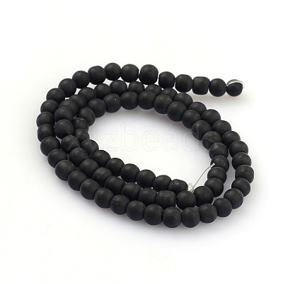Frosted Glass Round Bead Strands GLAA-J064-4mm-02-1