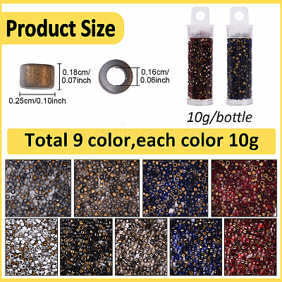 90G 9 Colors Baking Paint Glass Seed Beads FIND-YW0008-74-1