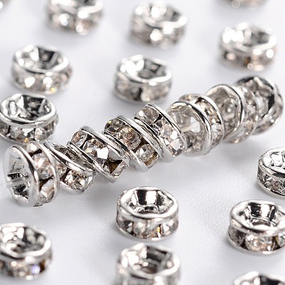 Brass Grade A Rhinestone Spacer Beads RSB034NF-01K-1