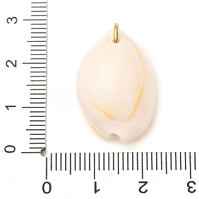 Printed Natural Cowrie Shell Pendants STAS-Z168-03G-04-1