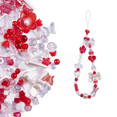 150 Pieces Random Rose Acrylic Beads Bear Pastel Spacer Beads Butterfly Loose Beads for Jewelry Keychain Phone Lanyard Making JX543H-1