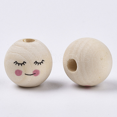 Natural Wood European Beads X3-WOOD-S055-17-1