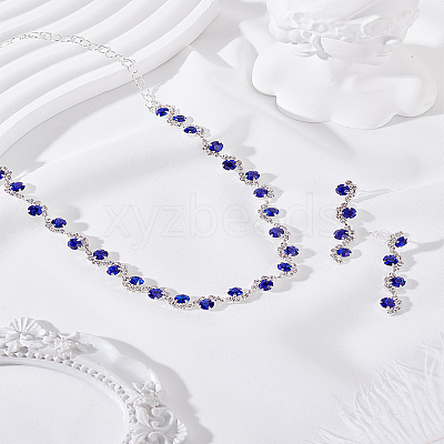 Alloy Rhinestone Necklaces & Stud Earrings Sets SJEW-LP0001-47D-1