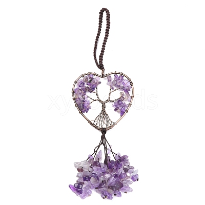 Wire Wrapped Chips Natural Gemstone Big Pendant Decorations HJEW-H057-01-1