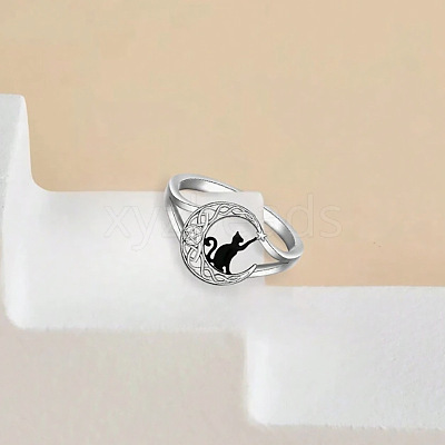 Cat Shape & Moon Alloy Finger Rings FS-WG27026-01-1