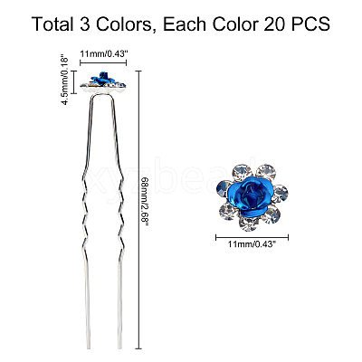 60Pcs 3 Colors Alloy Hair Forks OHAR-PH0001-21-1