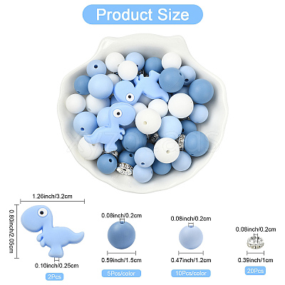 47Pcs 7 Styles Cartoon Silicone Beads FIND-YW0010-39A-1