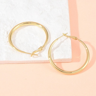 Brass Hoop Earrings for Women EJEW-A156-17C-G-1