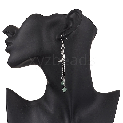 10 Pairs 10 Styles Brass Moon Dangle Earrings EJEW-JE06676-1