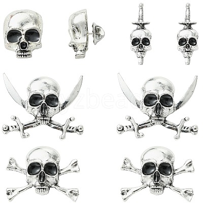8Pcs 4 Styles Halloween Alloy Lapel Pin Backs for Backpack Clothes JEWB-CJ0003-46-1