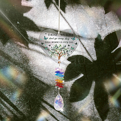 Glass Teardrop Hanging Suncatchers HJEW-WH0201-011-1