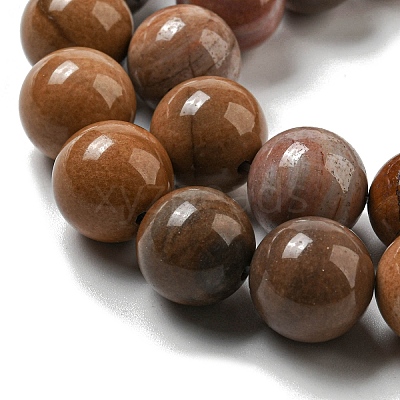 Natural Petrified Wood Round Bead Strands G-F266-08-12mm-1