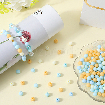 500Pcs Rubberized Style Imitated Silicone Acrylic Beads OACR-SP0001-33F-1