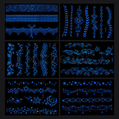 6 Sheets Luminous Paper Tattoo Stickers STIC-TAC0001-007A-1