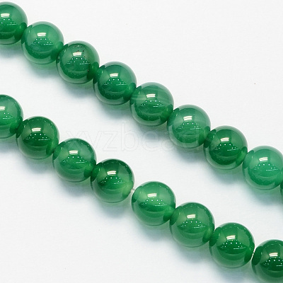 Round Dyed Natural Dyed & Heated Green Onyx Agate Beads Strands X-G-S123-6mm-1
