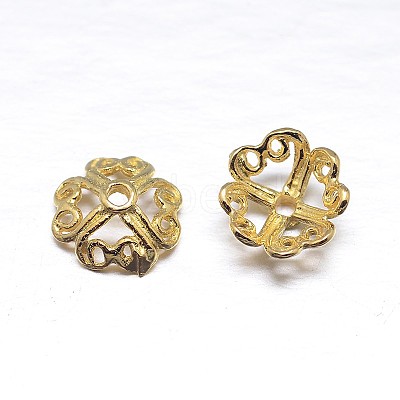 Real 18K Gold Plated 4-Petal 925 Sterling Silver Bead Caps STER-M100-15-1