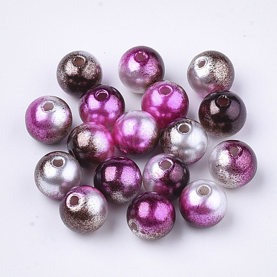 Rainbow ABS Plastic Imitation Pearl Beads OACR-Q174-6mm-12-1
