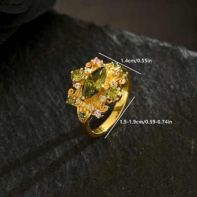 Brass Micro Pave Cubic Zirconia Finger Rings for Women KW9333-3-1
