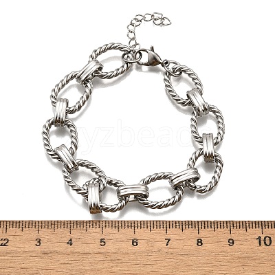304 Stainless Steel Oval Link Chain Bracelets for Women BJEW-R021-09P-1