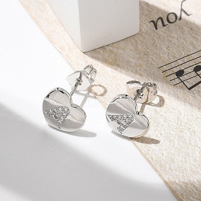 Rack Plating Brass Micro Pave Clear Cubic Zirconia Stud Earrings EJEW-K299-01P-1