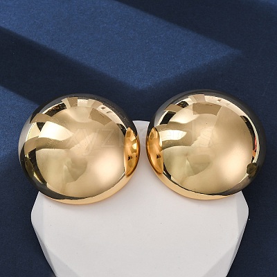 Brass Half Round Stud Earrings EJEW-Z125-01G-1