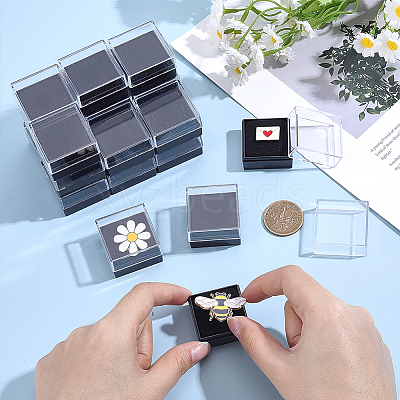 Transparent Plastic Badge Storage Boxes CON-WH0083-017-1