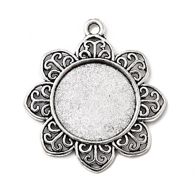 Tibetan Style Alloy Pendant Cabochon Settings TIBE-T003-03AS-NR-1
