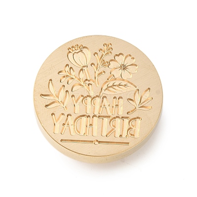 Golden Tone Wax Seal Brass Stamp Heads AJEW-U008-02G-06-1
