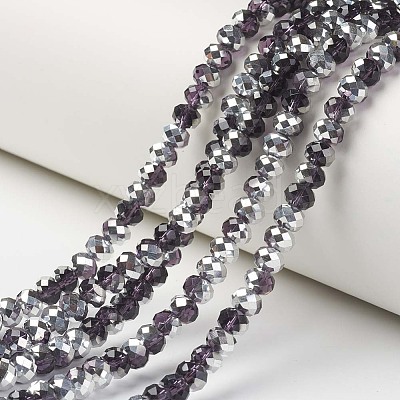 Electroplate Transparent Glass Beads Strands EGLA-A034-T8mm-M11-1