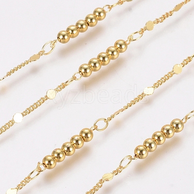 Brass Handmade Beaded Chains CHC-G006-07G-1