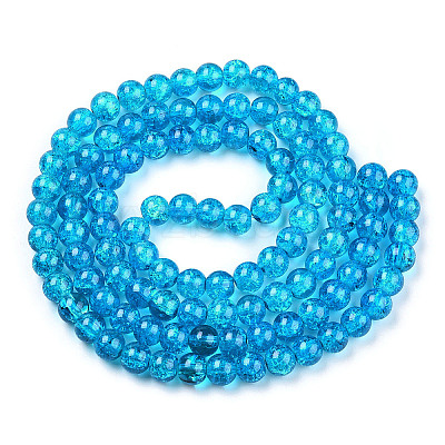 Spray Painted Crackle Transparent Glass Beads Strands CCG-Q001-10mm-06-A-1