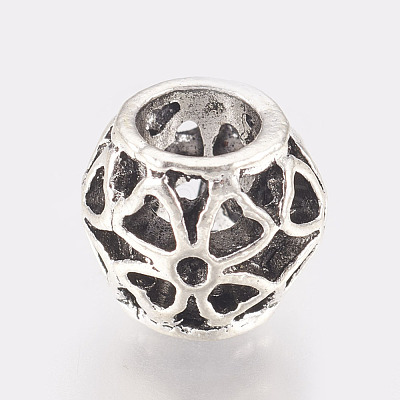 Hollow Alloy European Beads MPDL-L016-13AS-1