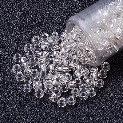 FGB 12/0 Grade A Transparent Silver Lined Round Glass Seed Beads X-SEED-A022-F12-34-1