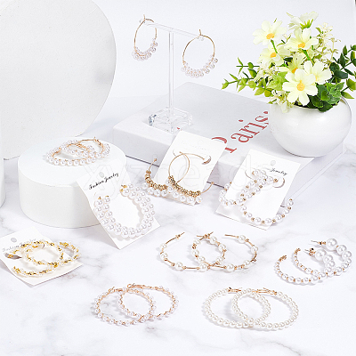 10 Pairs 10 Style Plastic & Resin Imitation Pearl Beaded Hoop Earrings Set EJEW-AN0003-45-1