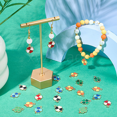 72Pcs 6 Colors Alloy Enamel Pendants ENAM-SC0008-08-1