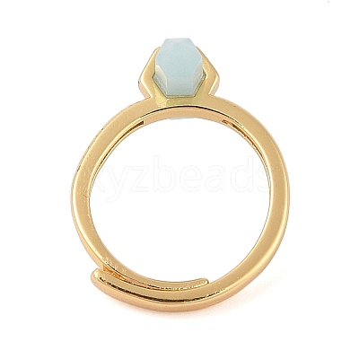 Double Pointed Hexagonal Prism Natural Flower AmazoniteAdjustable Rings for Women RJEW-G327-01G-09-1